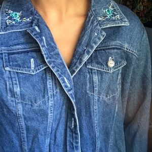 Denim & Co Jean floral embroidered jacket